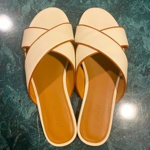 NEW J.Crew Crisscross Slide Sandals (white and tan) size 7 - 60% off